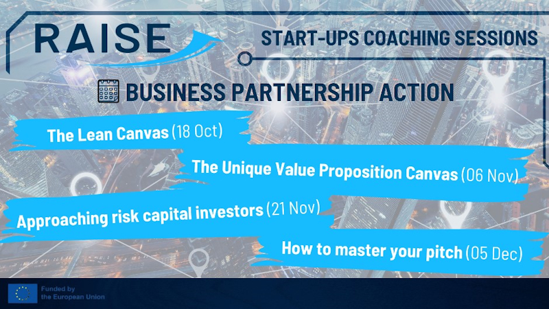 Progetto RAISE – Sessioni di coaching per start-up: azioni di partnership commerciale